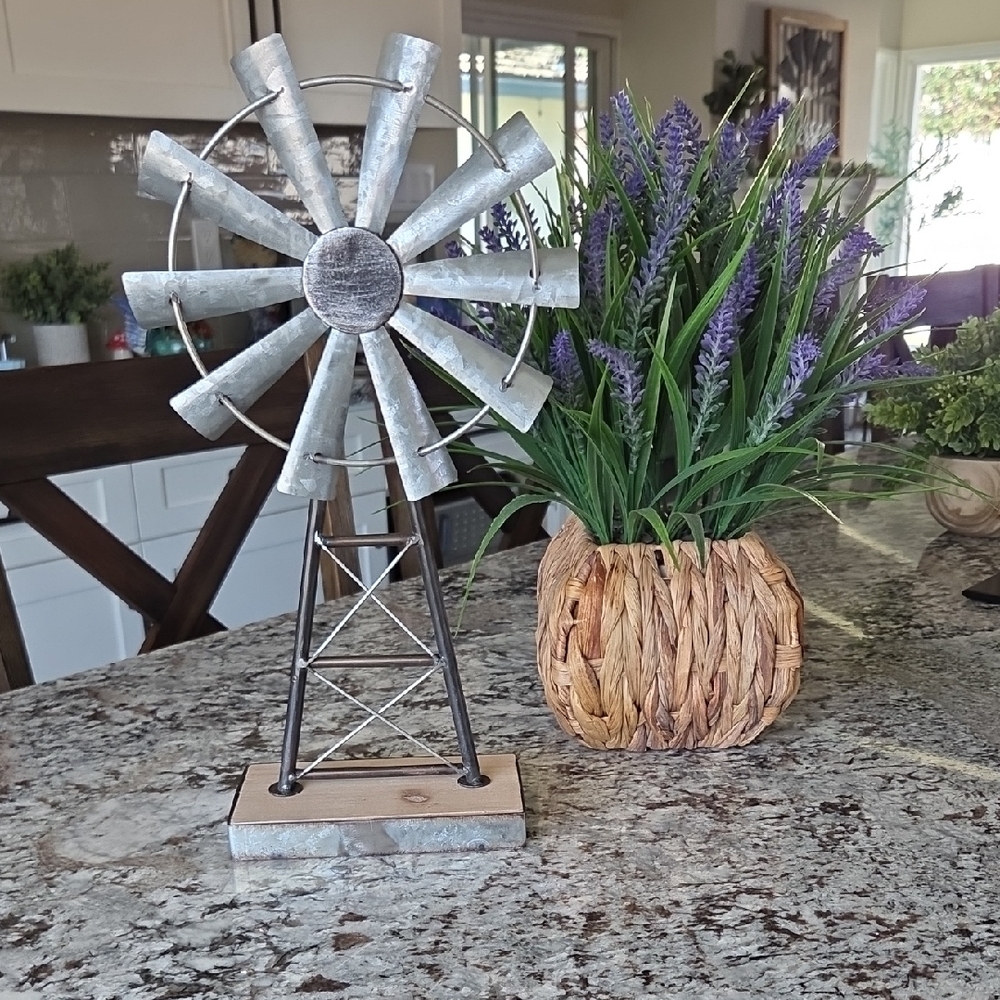 Decorative Metal Windmill Sculpture - Picture 2 of 6